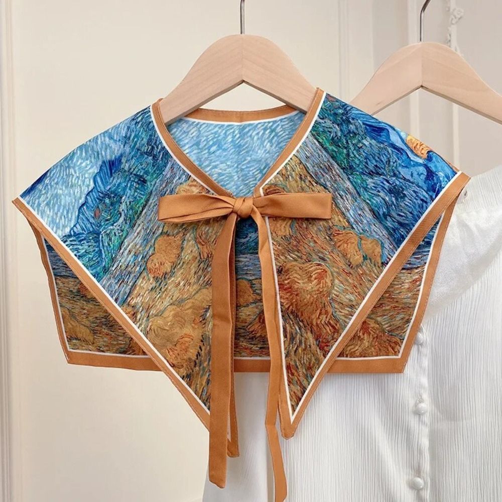 Blouse Off Shoulder - Blumenmuster Hemd gefälschte Kragen Mode Vintage